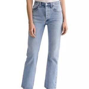 AGOLDE Ripley High Rise Straight Fray Ankle Jeans Riptide Wash Sz 25
